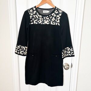 Eliza J Animal Print Black Sweater Dress Size XS
